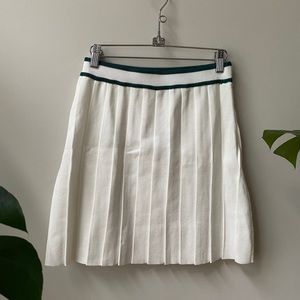 White Tennis Skirt with Dark Green Trim on Waistband
